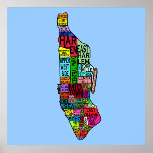 Manhattan Neighbourhoods Map Poster