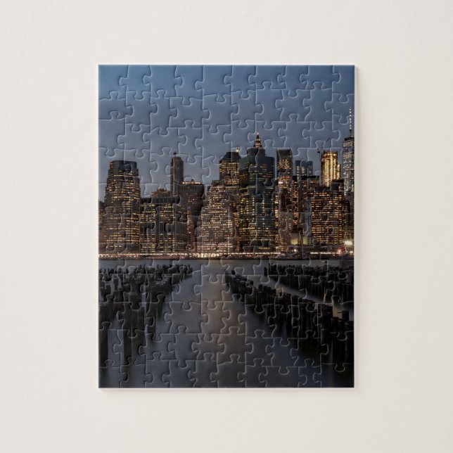 Manhattan New York at night Jigsaw Puzzle (Vertical)