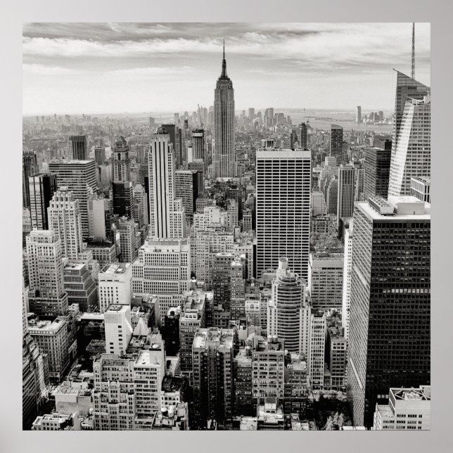 Manhattan, New York (black & white panorama) Poster (Front)