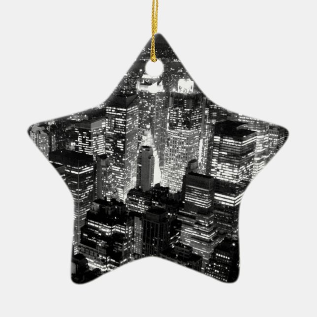 Manhattan New York City Ceramic Tree Decoration (Front)
