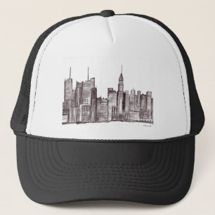 Manhattan New York city watercolor vintage black Trucker Hat