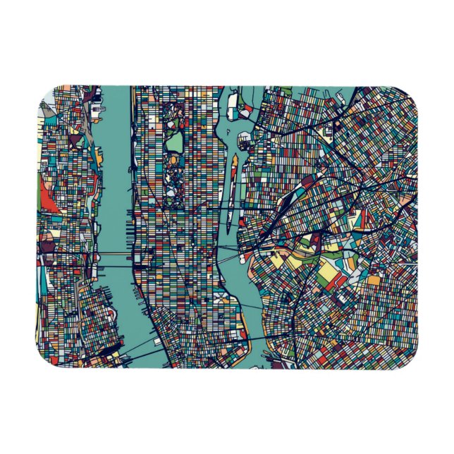 Manhattan New York Map Magnet (Horizontal)