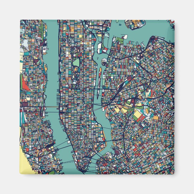 Manhattan New York Map Magnet (Front)