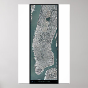 Manhattan, New York (NY) from space satellite post Poster