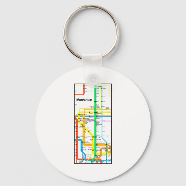 Manhattan New York Nyc Subway Map Retro Rail Trans Key Ring (Front)