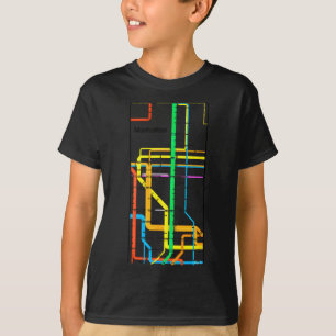 Manhattan New York Nyc Subway Map Retro Rail Trans T-Shirt