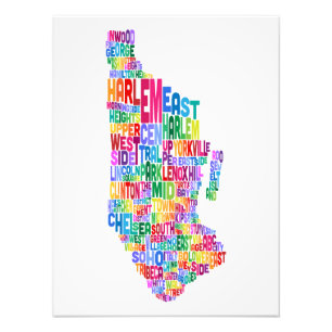 Manhattan New York Typography Text Map Photo Print