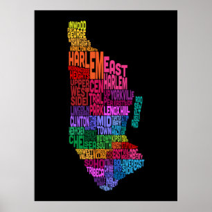 Manhattan New York Typography Text Map Poster