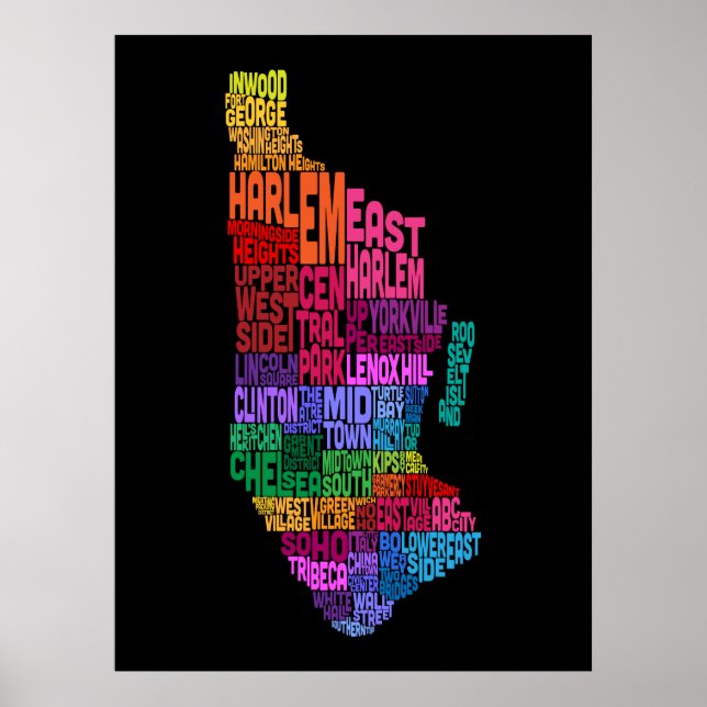 Manhattan New York Typography Text Map Poster (Front)
