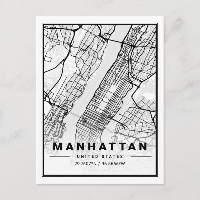 Manhattan New York USA Travel City Map Postcard (Front)