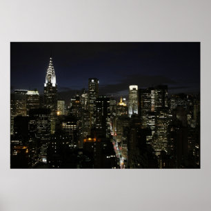 Manhattan night panorama poster