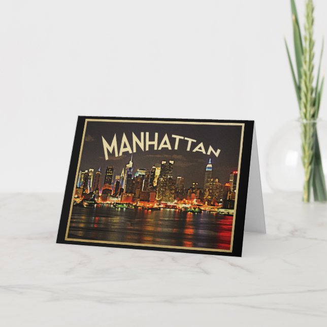 Manhattan Night Skyline Card (Front)