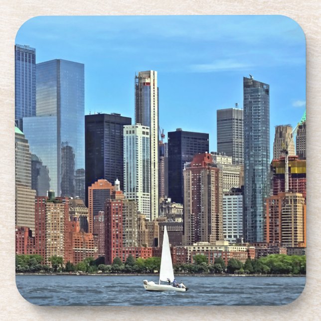 Manhattan NY – Sailboat By Manhattan Skyline Coaster (Front)