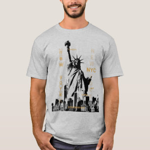 Manhattan Nyc Liberty Statue Mens Grey Template T-Shirt