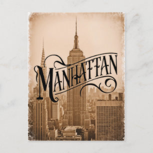Manhattan NYC vintage Postcard