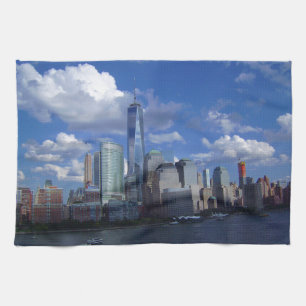 Manhattan NYC World Trade Centre WTC Hudson River Tea Towel
