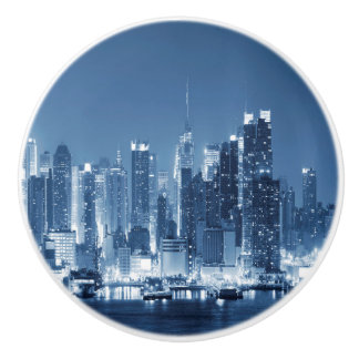 Manhattan Panoramic Night Skyline New-York City Ceramic Knob
