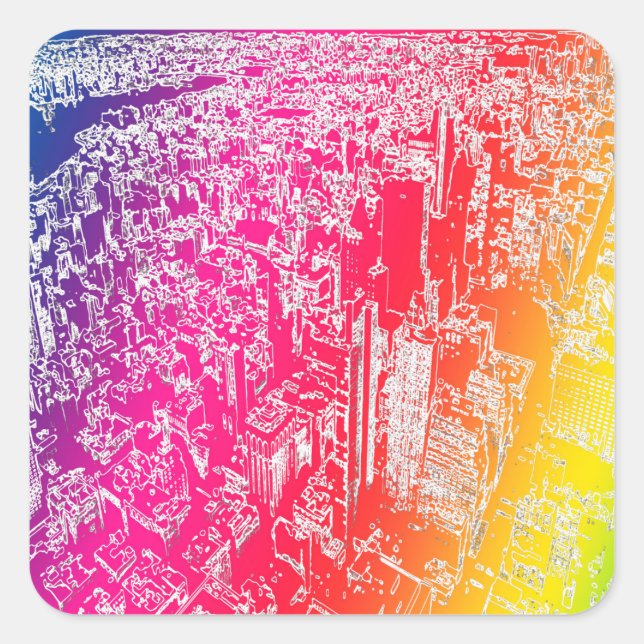 Manhattan rainbow square sticker (Front)