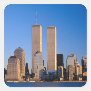 Manhattan Skyline and Hudson River, New York, 2 Square Sticker