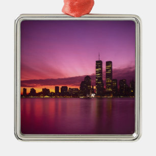 Manhattan Skyline and Hudson River, New York, Metal Tree Decoration