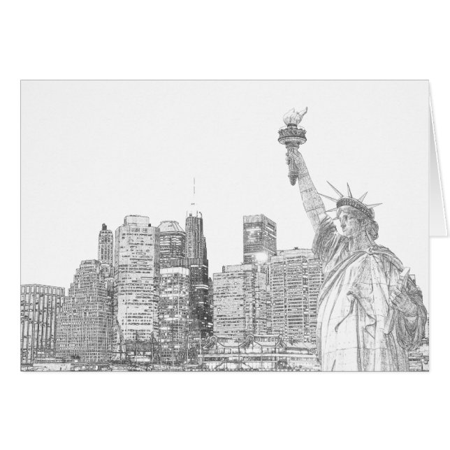 Manhattan Skyline and The Statue of Liberty (Front Horizontal)