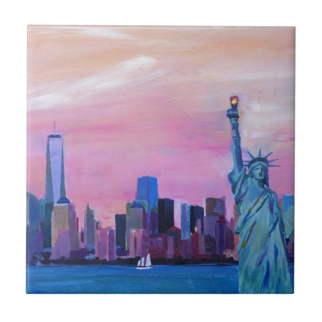 Manhattan Skyline with Statue of Liberty Tile (Front)