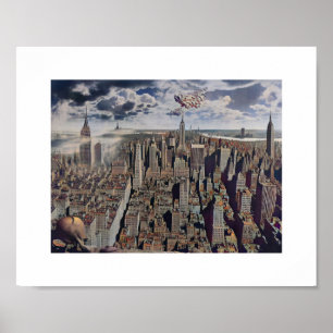 Manhattan Surrealist View c1920s Art Inspired Poster