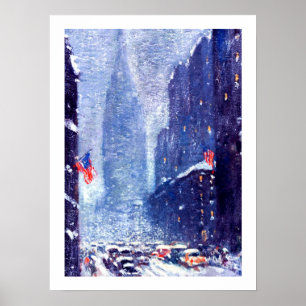Manhattan Winter Scene painting. Fine Art Print