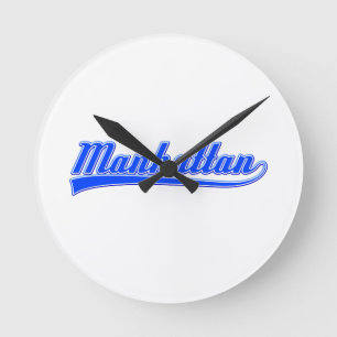 Manhattan With Swash Round Clock