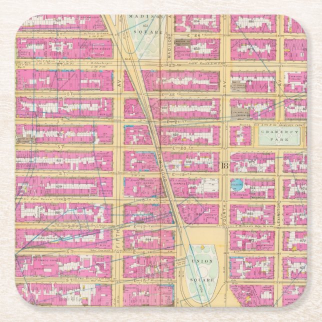 Manhatten, New York 12 Square Paper Coaster (Front)