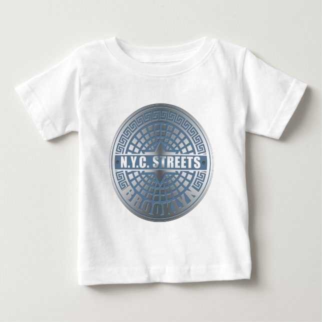 Manhole Cover Brooklyn Blue Baby T-Shirt (Front)