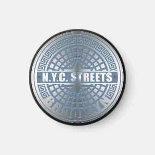 Manhole Cover Brooklyn Blue Magnet