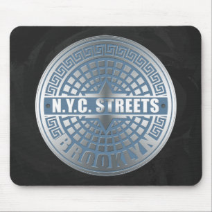 Manhole Cover Brooklyn Blue Mouse Pad