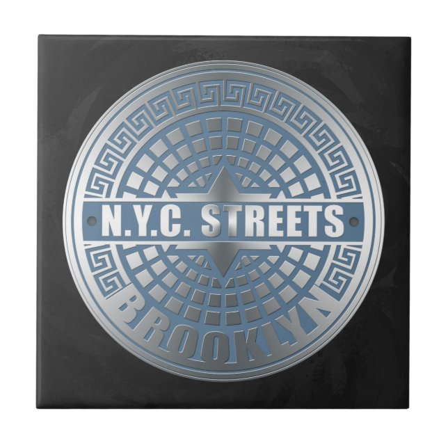 Manhole Cover Brooklyn Blue Tile (Front)