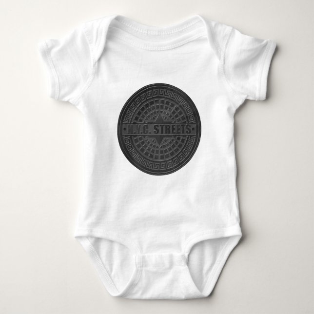 Manhole Covers Black Marble Baby Bodysuit (Front)
