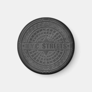 Manhole Covers Black Marble Magnet