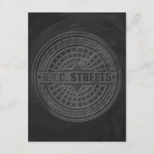 Manhole Covers Black Marble Postcard