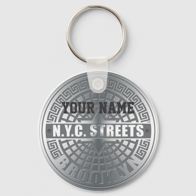 Manhole Covers Brooklyn Key Ring (Front)