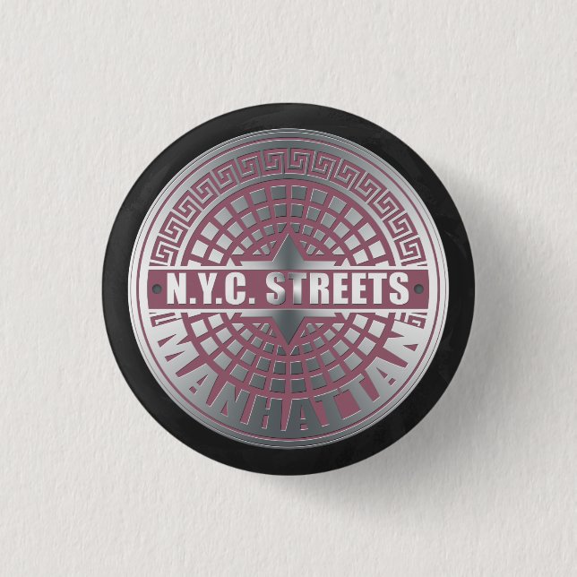 Manhole Covers Manhattan 3 Cm Round Badge (Front)