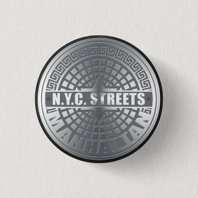 Manhole Covers Manhattan 3 Cm Round Badge (Front)