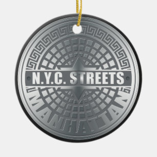 Manhole Covers Manhattan Ceramic Tree Decoration