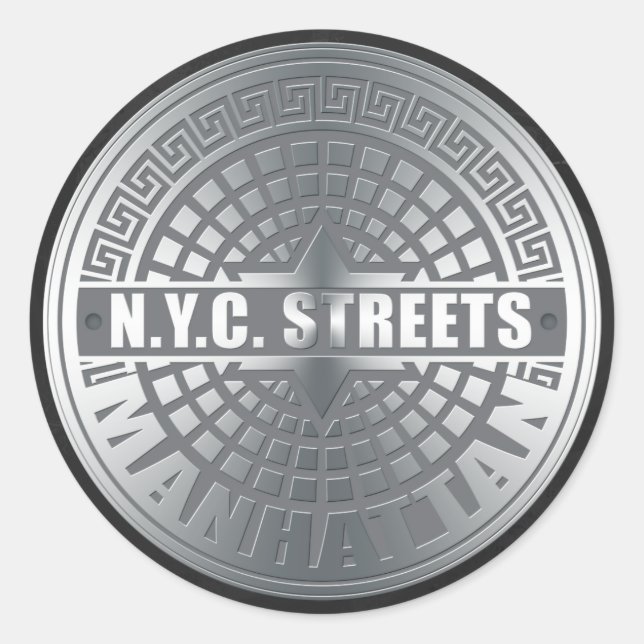 Manhole Covers Manhattan Classic Round Sticker (Front)