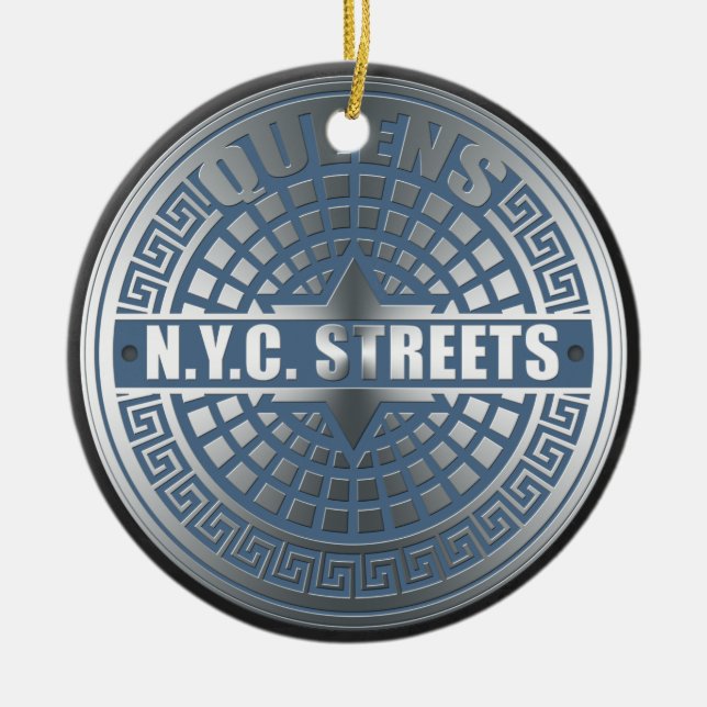 Manhole Covers Queens Ceramic Tree Decoration (Front)