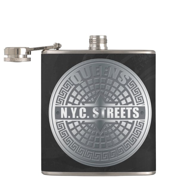 Manhole Covers Queens Hip Flask (Opened)
