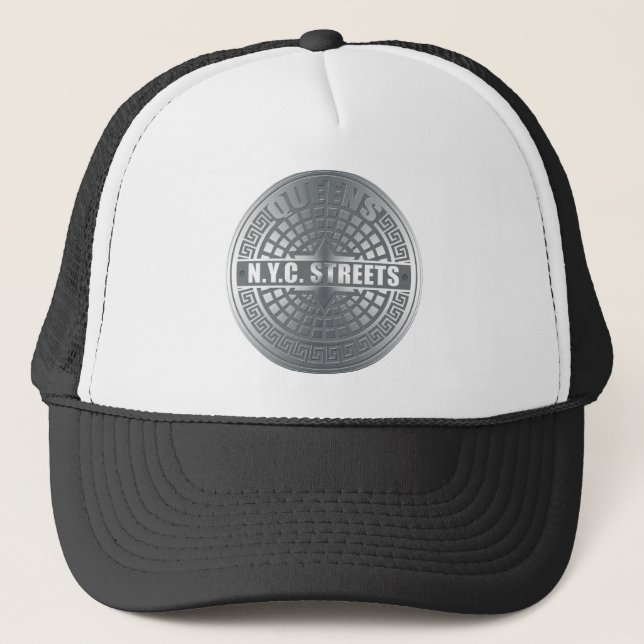 Manhole Covers Queens Trucker Hat (Front)