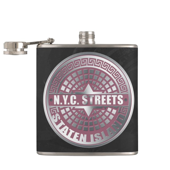 Manhole Covers Staten Island Hip Flask (Opened)
