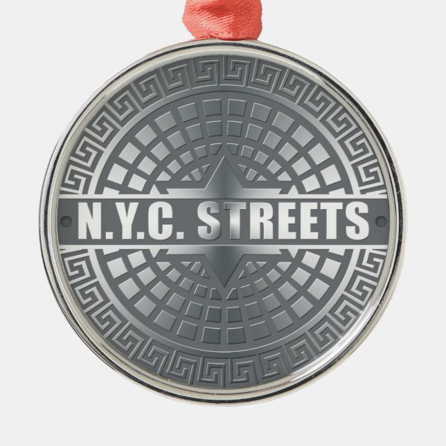 Manhole NYC Metal Tree Decoration (Front)
