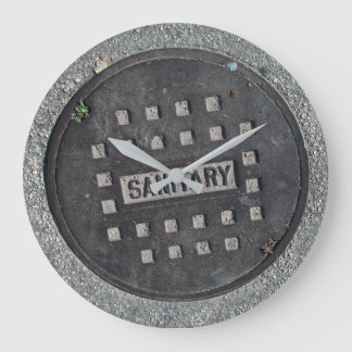 Manhole Sewer Cover Sanitation Fun Round Large Clock