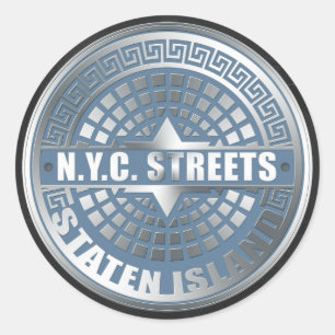 Manhole Staten Island Blue Classic Round Sticker