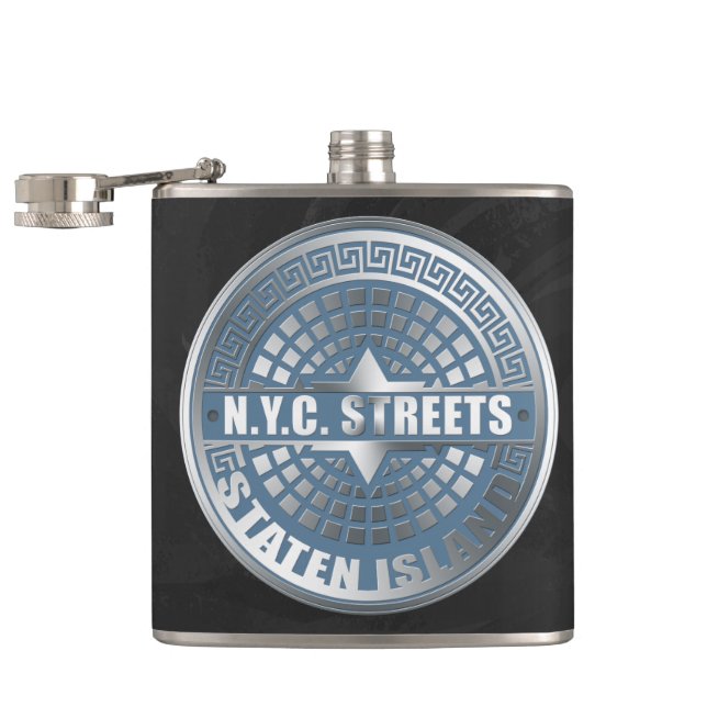 Manhole Staten Island Blue Hip Flask (Opened)